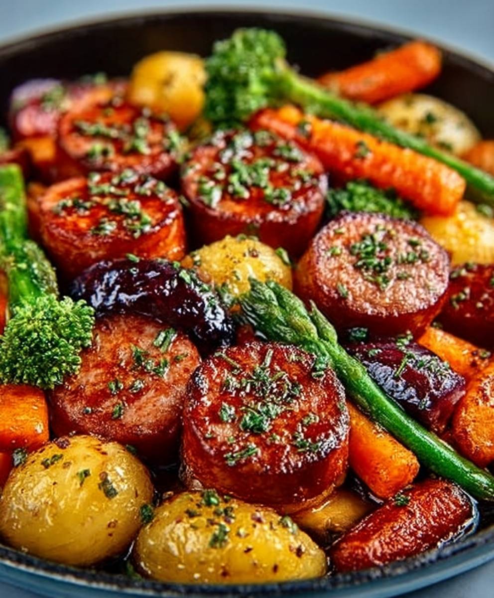 Easy One-Pan Honey Garlic Kielbasa & Veggies image 2